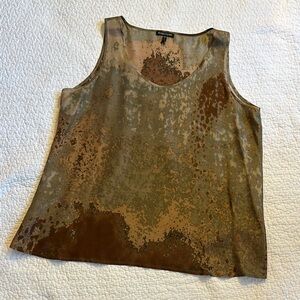 Eileen Fisher Brown 100% Silk Sleeveless Top L